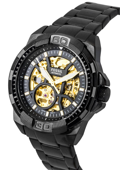 Fossil Bronson Stainless Steel Black Skeleton Dial Automatic ME3217 Men's Watch