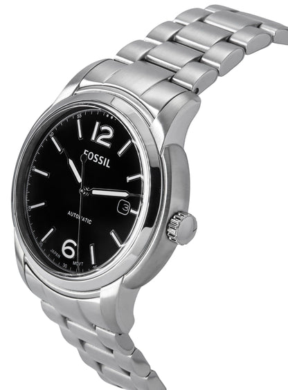 Fossil Heritage Stainless Steel Black Dial Automatic ME3223 Unisex Watch