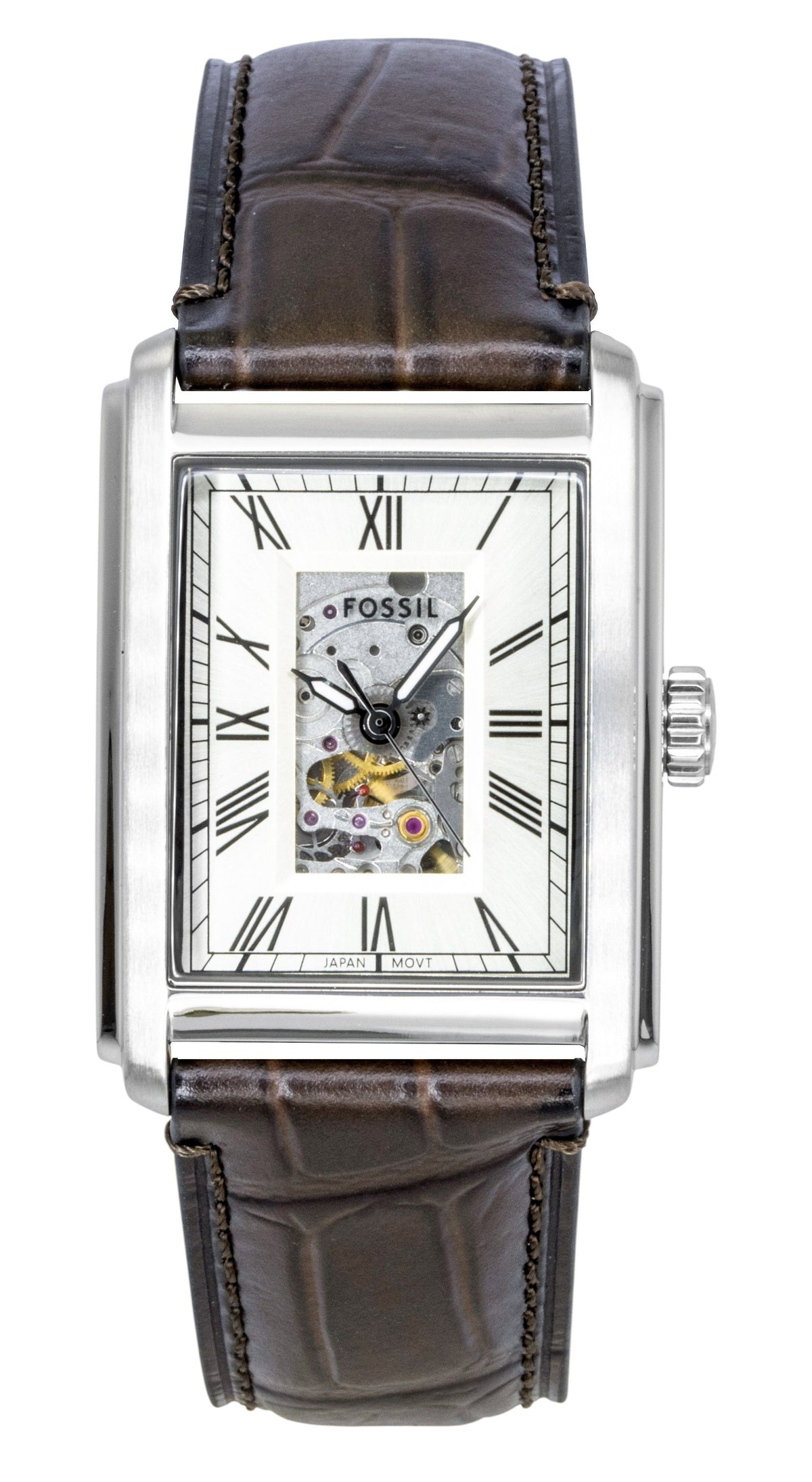 Fossil Carraway Croco Leather Strap Open Heart Beige Dial Automatic ME3272 Men's Watch