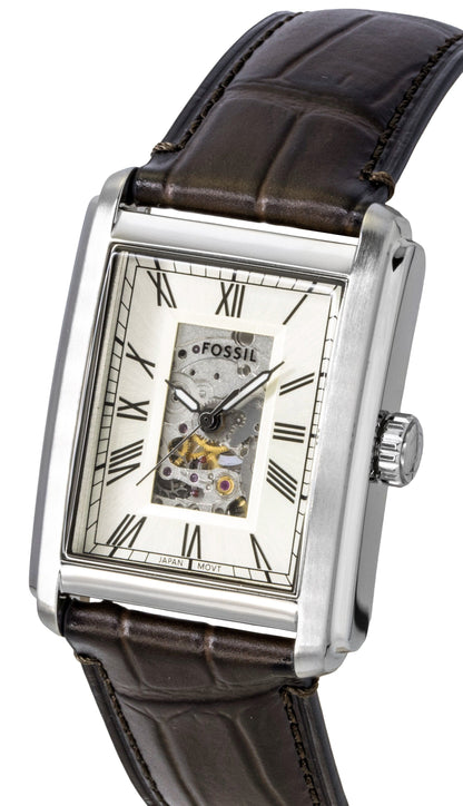 Fossil Carraway Croco Leather Strap Open Heart Beige Dial Automatic ME3272 Men's Watch