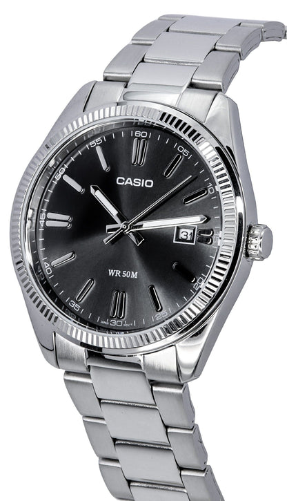 Casio Standard Analog Stainless Steel Black Dial Quartz MTP-1302D-1A1 Men's Watch