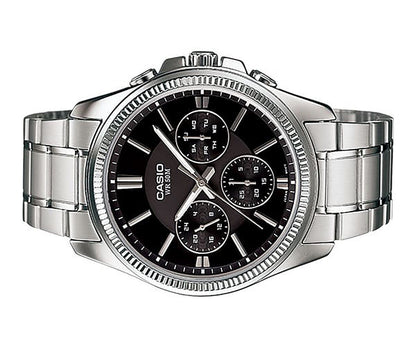 Casio Enticer Analog Stainless Steel Black Dial Quartz MTP-1375D-1AV Men's Watch