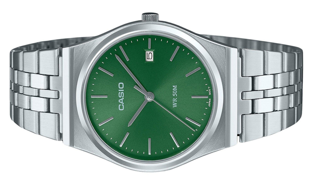 Casio Standard Analog Stainless Steel Green Dial Quartz MTP-B145D-3AV Unisex Watch