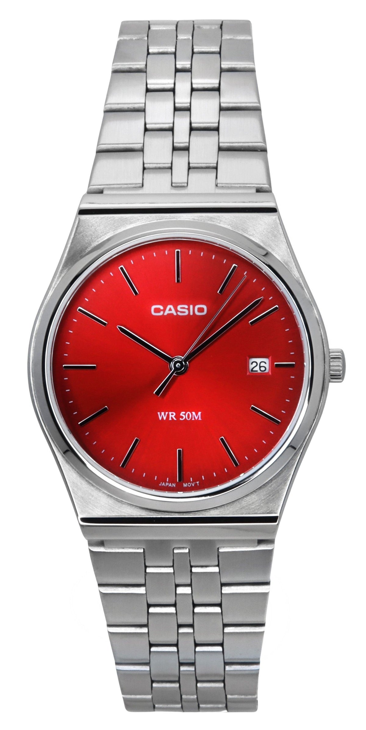 Casio Standard Analog Stainless Steel Red Dial Quartz MTP-B145D-4A2V Unisex Watch
