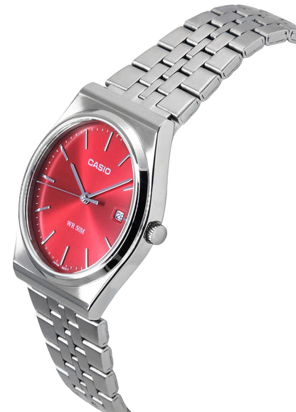Casio Standard Analog Stainless Steel Red Dial Quartz MTP-B145D-4A2V Unisex Watch