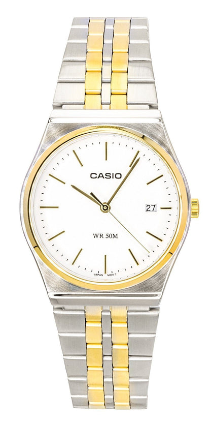 Casio Analog Two Tone Stainless Steel White Dial Quartz MTP-B145SG-7AV Men's Watch
