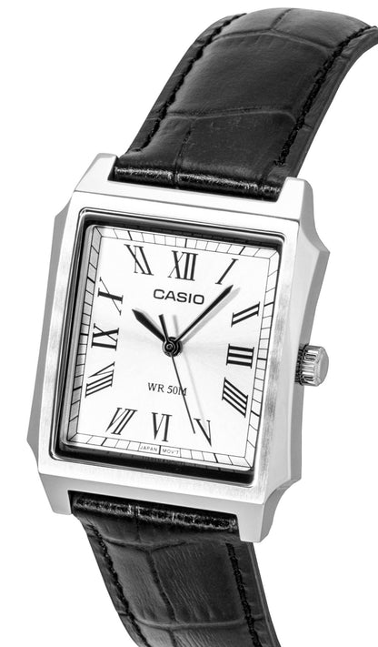 Casio Analog Leather Strap Silver Dial Quartz MTP-B190L-7BV Men's Watch