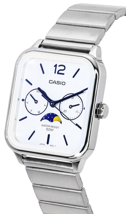 Casio Standard Analog Moon Phase Silver Dial Quartz MTP-M305D-7A Men's Watch
