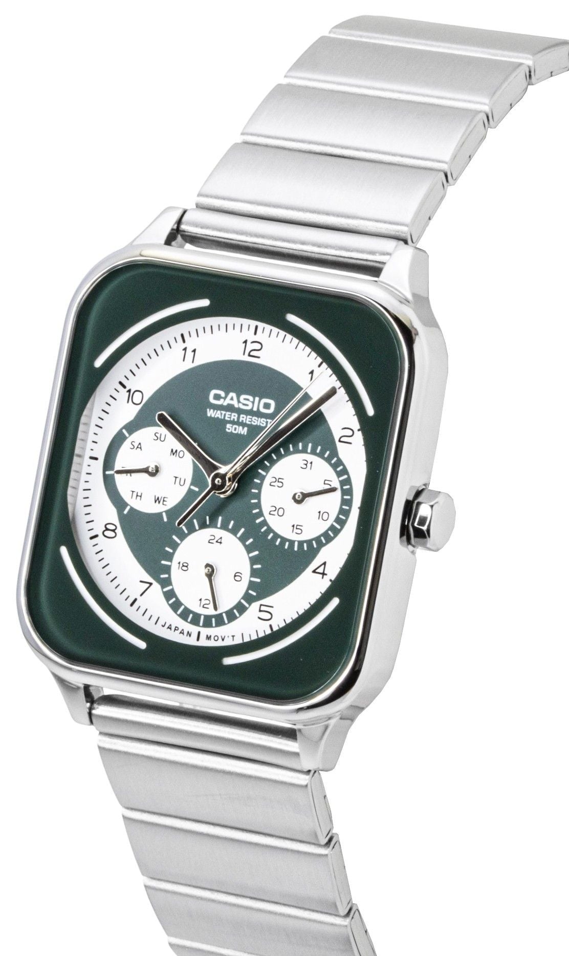 Casio Standard Analog Stainless Steel Green And White Dial Quartz MTP-M307D-3BV Men's Watch