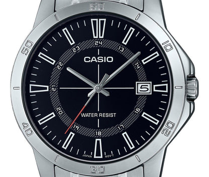 Casio Standard Analog Stainless Steel Black Dial Quartz MTP-V004D-1C Men's Watch