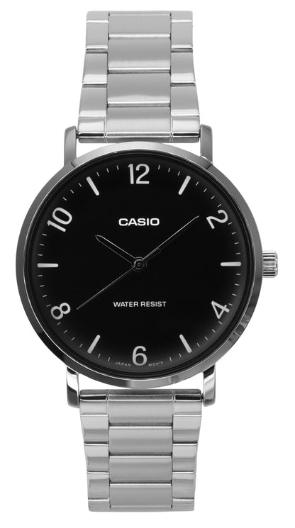 Casio Standard Analog Stainless Steel Black Dial Quartz MTP-VT03D-1B Men's Watch