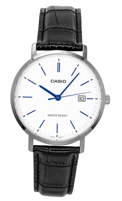 Casio Analog Leather Strap White Dial Quartz MTP-VT05L-7E Men's Watch