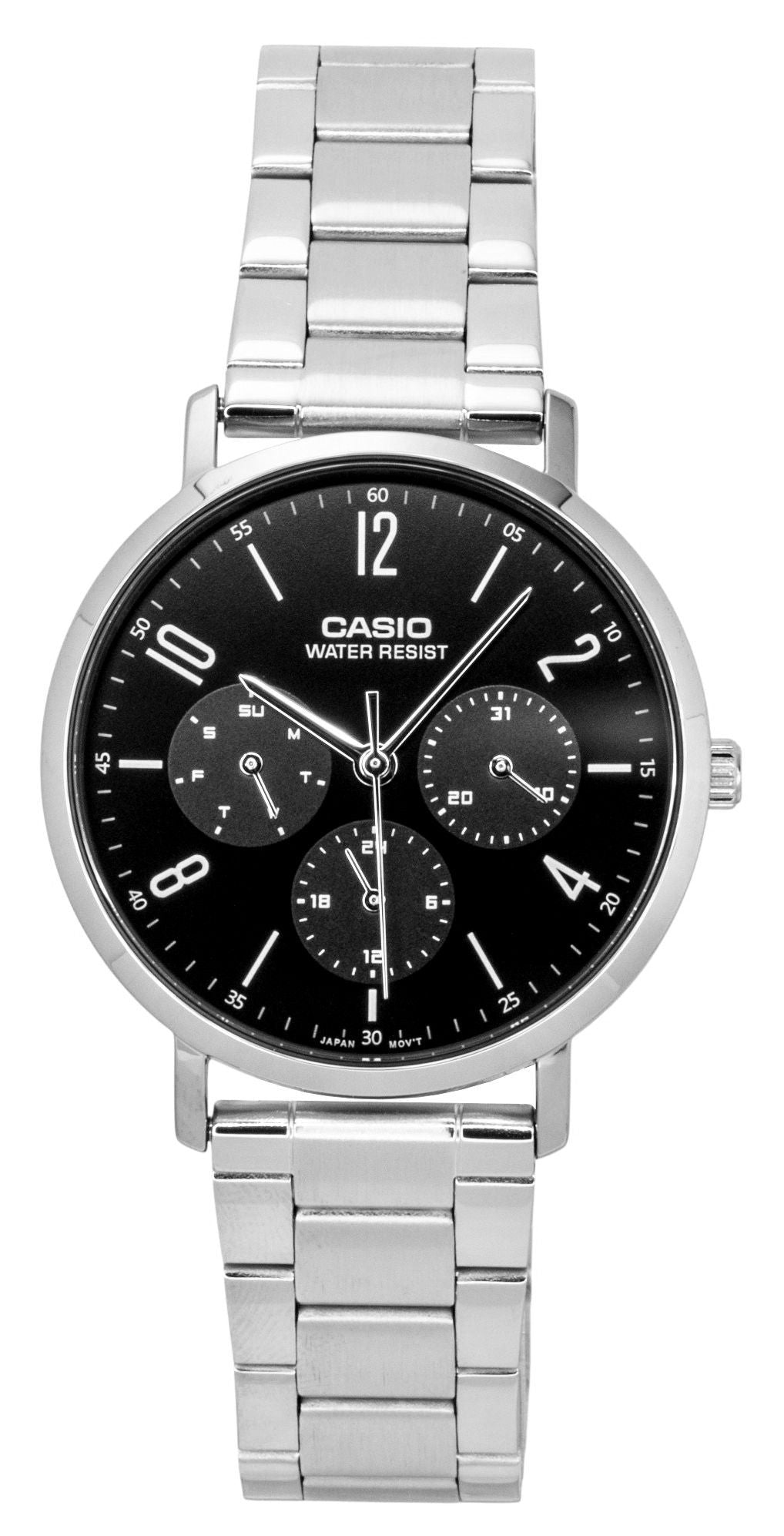 Casio Analog Stainless Steel Black Dial Quartz MTP-VT06D-1B Men's Watch