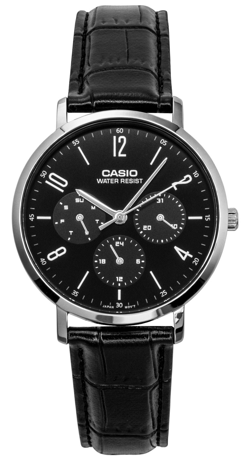 Casio Analog Leather Strap Black Dial Quartz MTP-VT06L-1B Men's Watch