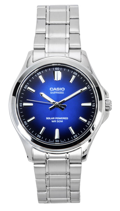 Casio Standard Analog Stainless Steel Blue Dial Solar MTS-RS100D-2AV Men's Watch