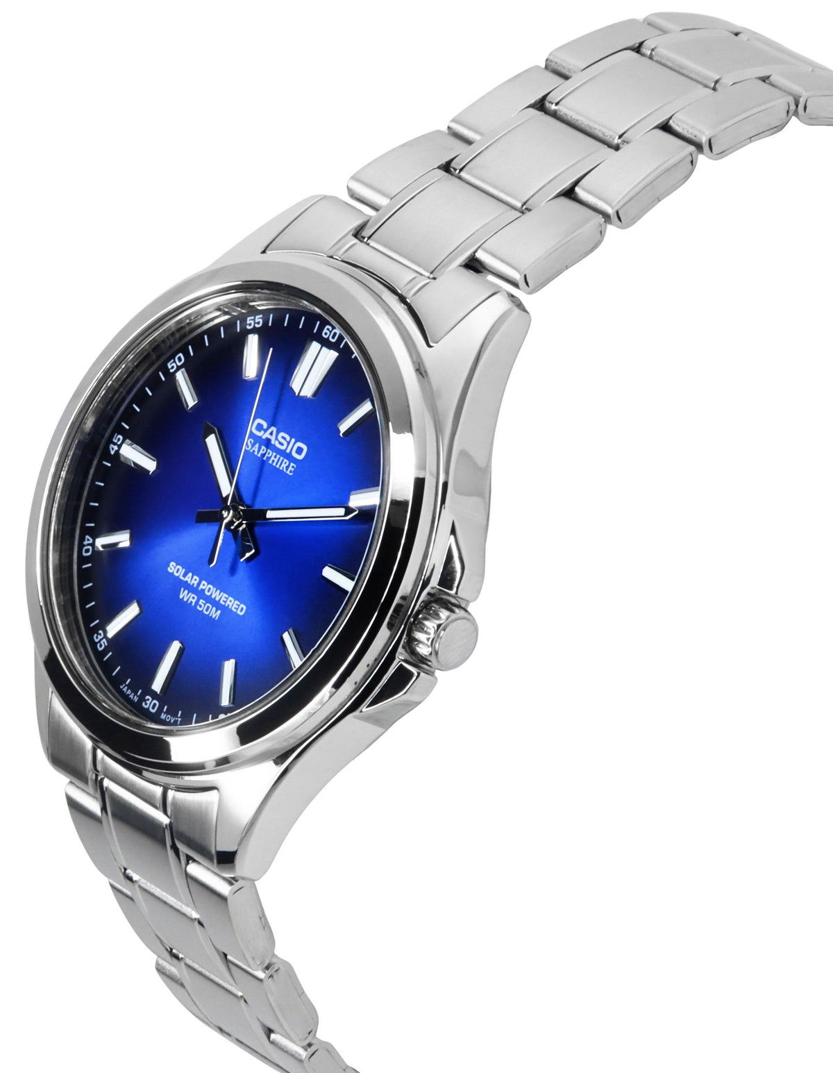 Casio Standard Analog Stainless Steel Blue Dial Solar MTS-RS100D-2AV Men's Watch