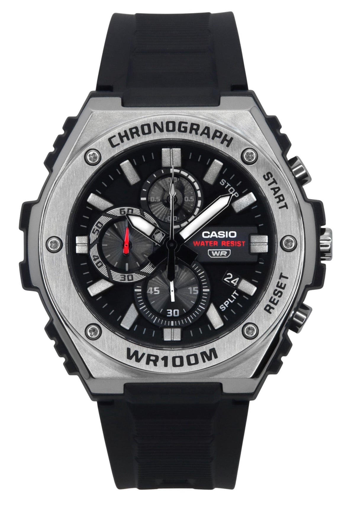 Casio Standard Analog Chronograph Resin Strap Black Dial Quartz MWA-300H-1AV 100M Men's Watch