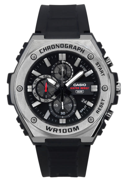 Casio Standard Analog Chronograph Resin Strap Black Dial Quartz MWA-300H-1AV 100M Men's Watch