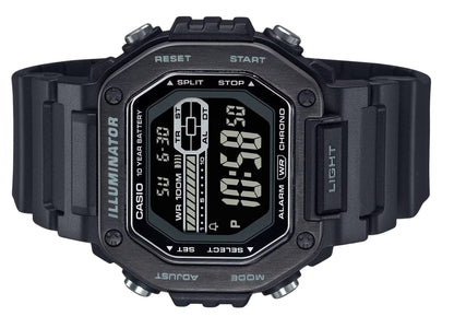 Casio Standard Digital Black Resin Strap Blue Dial Quartz MWD-110HB-1BV 100M Men's Watch