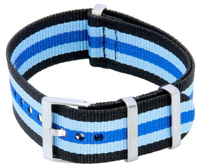 Ratio NATO20 Black and Blue Nylon 22mm Watch Strap