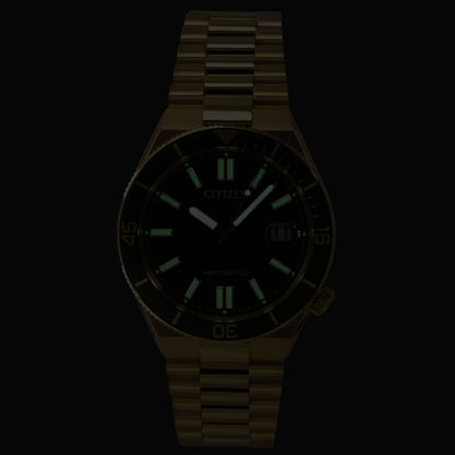 Citizen Tsuyosa Analog Gold Tone Stainless Steel Green Dial Automatic NJ0232-53X 100M Men's Watch
