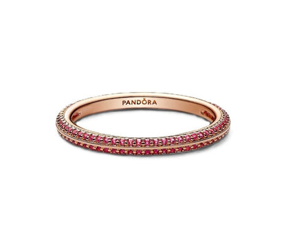 Pandora Me Red Pave Ring With 14K Rose Gold Plated P-189679C02-54 For Women