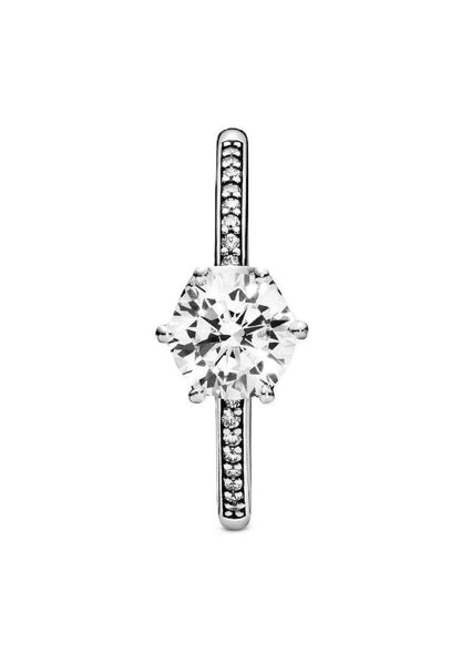 Pandora Sparkling Crown Solitaire Ring With Clear Cubic Zirconia P-198289CZ-54 For Women