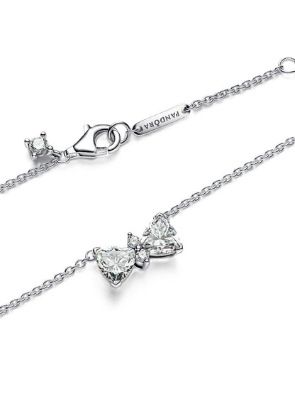 Pandora Sparkling Bow Necklace With Clear Cubic Zirconia P-393509C01-45 For Women
