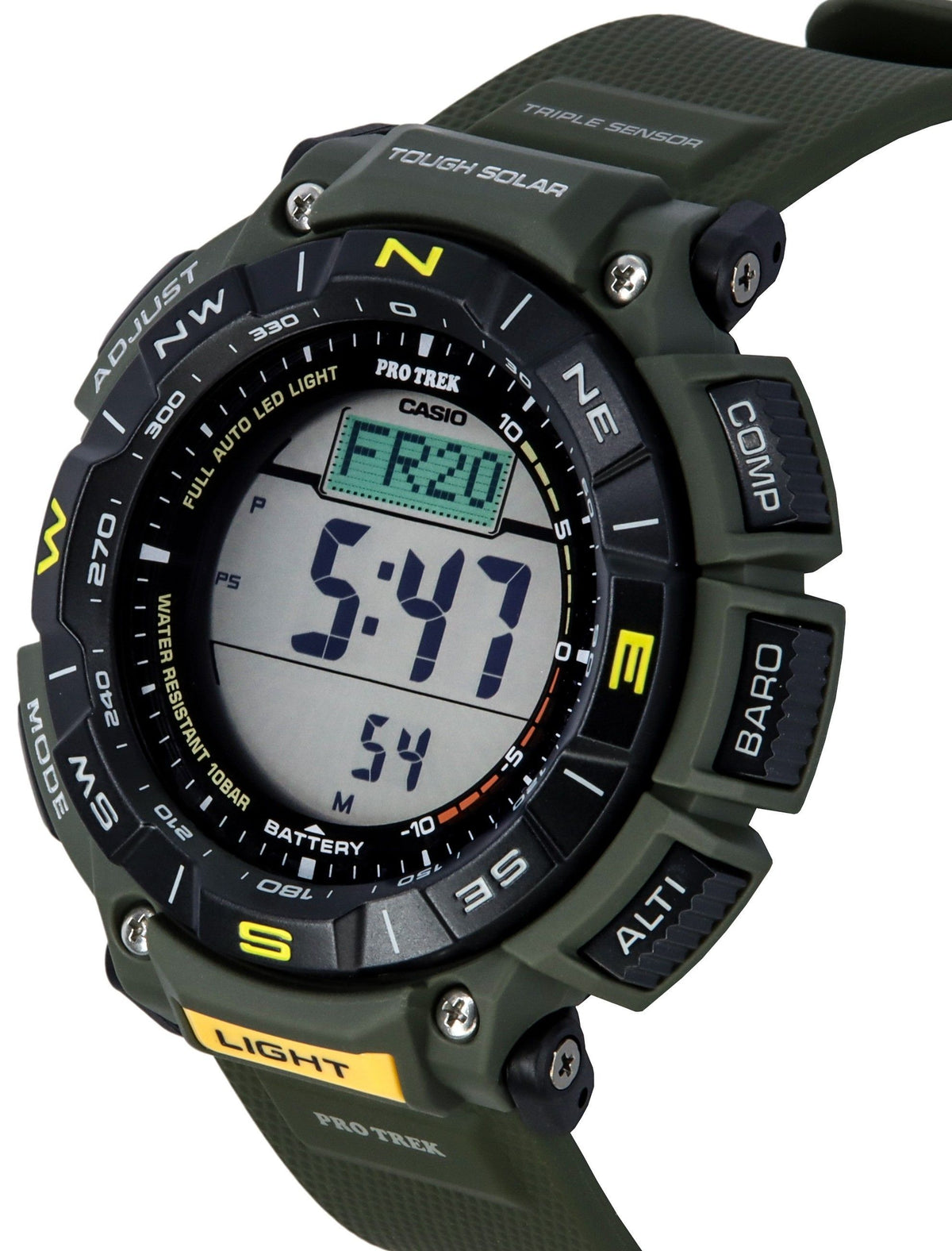Casio Pro Trek Digital Green Bio Based Resin Strap Tough Solar PRG-340-3 100M Men's Watch