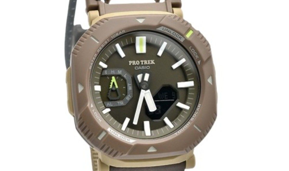 Casio Pro Trek Analog Digital Smartphone Link Cloth Strap Green Dial Tough Solar PRJ-B001B-5 100M Unisex Watch