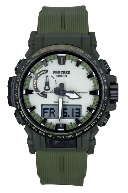 Casio Pro Trek Analog Digital Bio-Based Resin Strap White Dial Solar PRW-61LD-3 100M Men's Watch