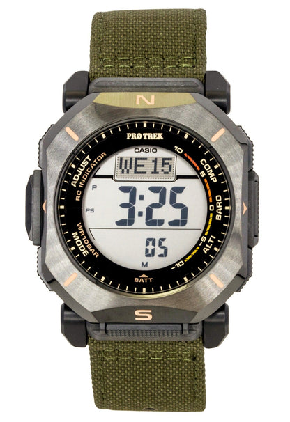 Casio Pro Trek Digital Green Cloth Strap Solar PRW-69YB-3 100M Men's Watch