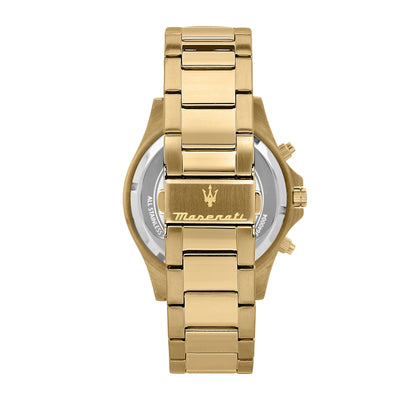 Maserati Sfida Chronograph Gold Tone Stainless Steel Blue Dial Quartz R8873640008 100M Men's Watch