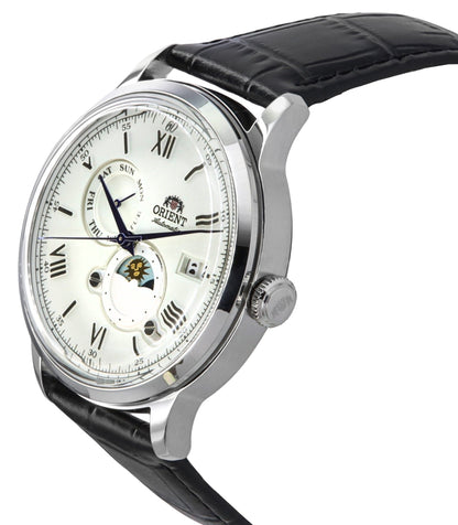 Orient Bambino Version 9 Sun And Moon Phase White Dial Automatic RA-AK0802S10B RA-AK0802S30B Men's Watch