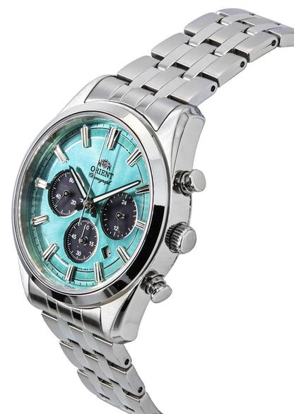 Orient Contemporary Chronograph Stainless Steel Sky Blue Dial Quartz RA-TX0304L Men's Watch