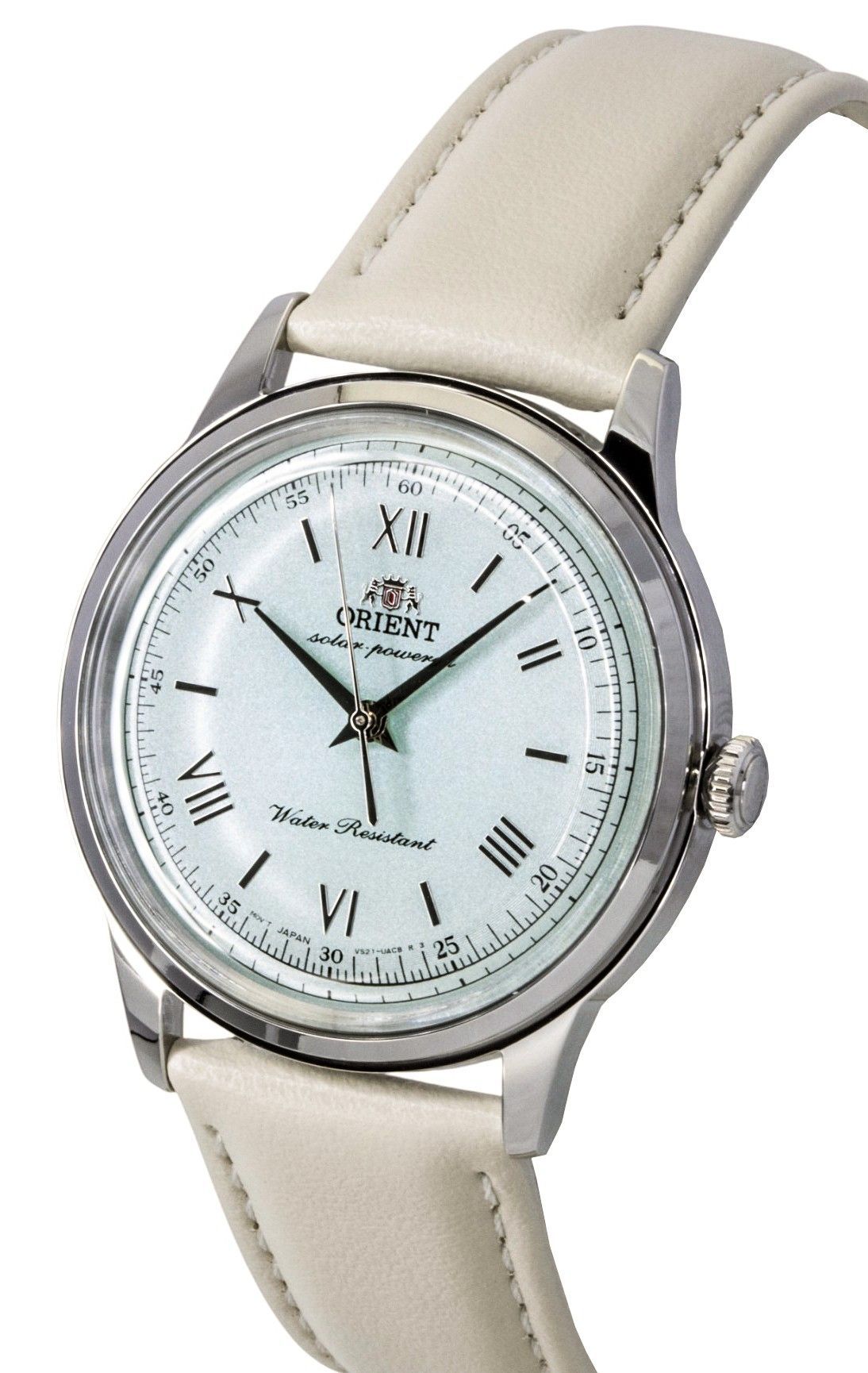 Orient Bambino Leather Strap Pale Green Dial Solar RA-WK0002E Men's Watch