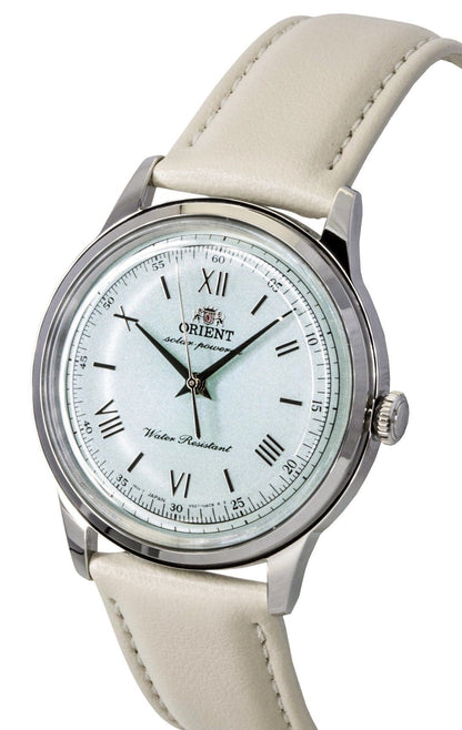 Orient Bambino Leather Strap Pale Green Dial Solar RA-WK0002E Men's Watch