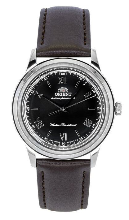 Orient Bambino Leather Strap Black Dial Solar RA-WK0004L Men's Watch