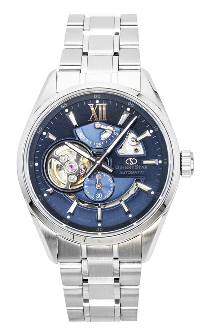 Orient Star Keshiki Limited Edition Stainless Steel Open Heart Blue Grey Dial Automatic RE-AV0132L 100M Men's Watch