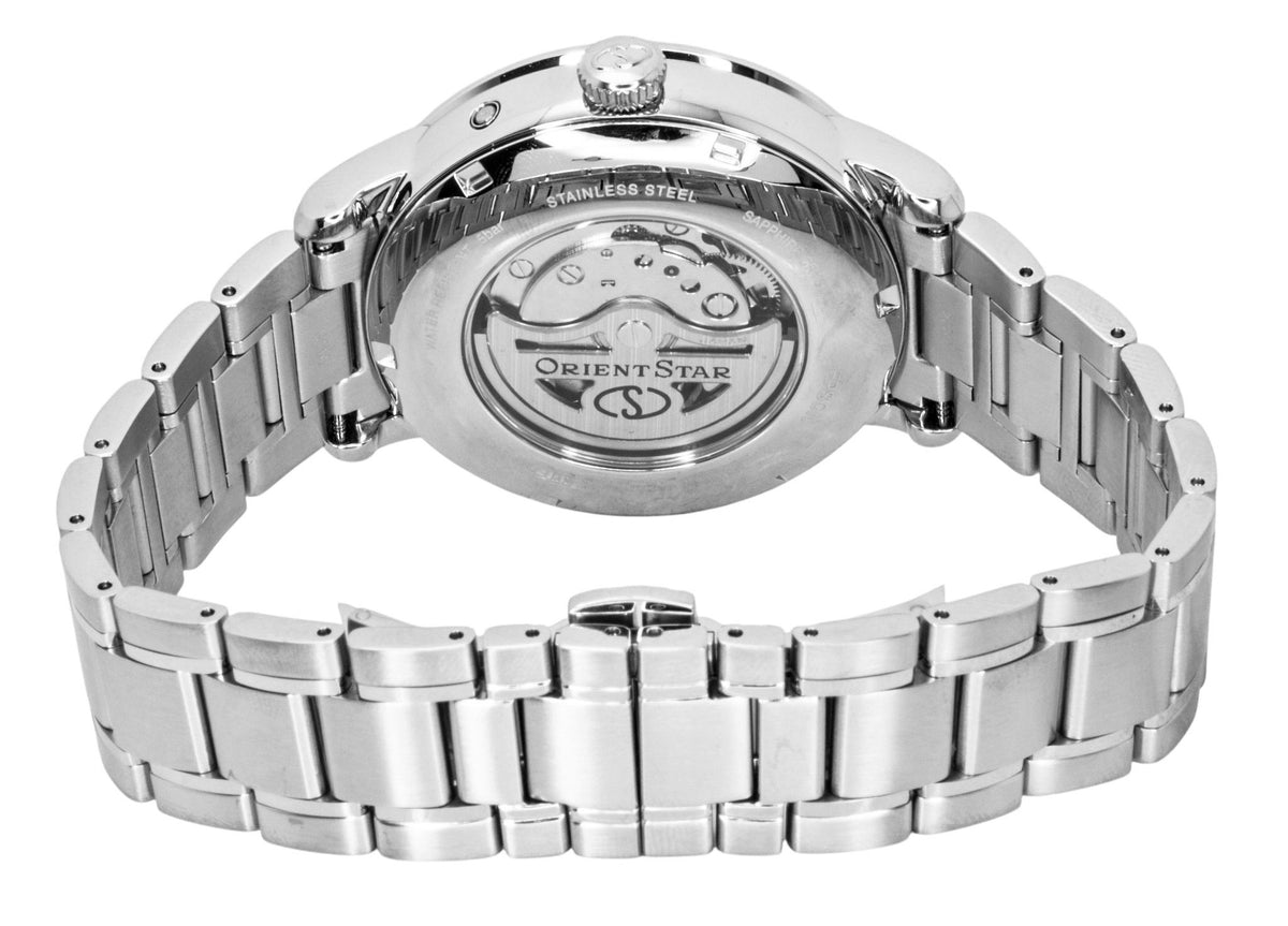 Orient Star M45 F7 Mechanical Moon Phase Stainless Steel White Open Heart Dial Automatic RE-BT0005S Men's Watch