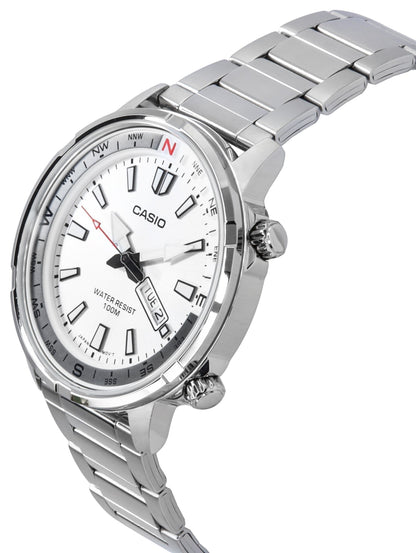 Refurbished Casio Standard Analog Stainless Steel Silver Dial Quartz MTD-130D-7AV 100M Men's Watch