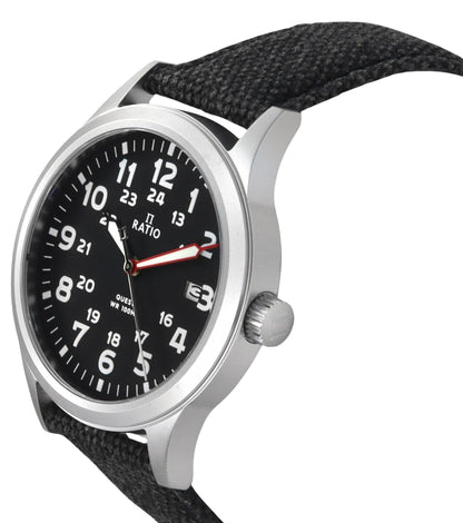 Ratio Quest Men's Field Watch Sapphire Canvas Strap Quartz RTQ023 100M Lewis And Clark Edition