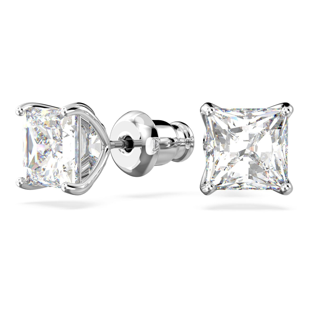 Swarovski Stilla Attract Rhodium Plated And Zirconia Studd Earrings 5430365 For Women