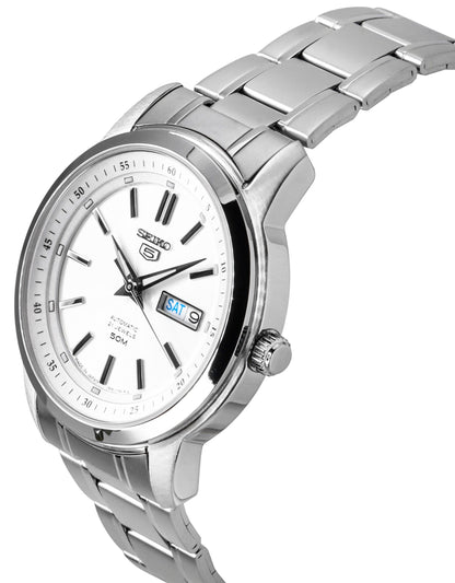 Seiko 5 Stainless Steel Silver Dial 21 Jewels Automatic SNKM83J1 Men's Watch