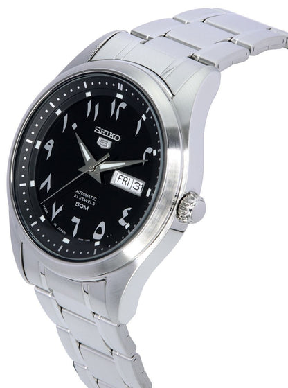 Seiko 5 Stainless Steel Black Arabic Dial Automatic SNKP21 SNKP21J1 SNKP21J Men's Watch