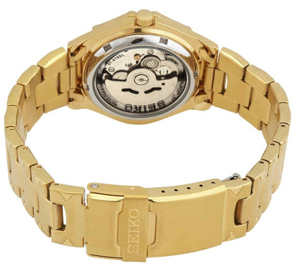Seiko 5 Sports Gold Tone Stainless Steel Gold Dial 23 Jewels Automatic SNZ450J1 100M Men's Watch