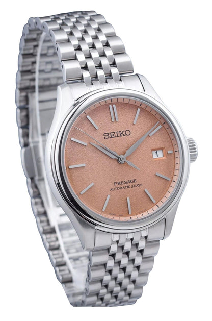 Seiko Presage Classic Araigaki Stainless Steel Orange Dial Automatic SPB467J1 100M Men's Watch
