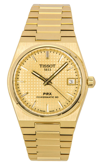Tissot PRX Powermatic 80 Gold Tone Stainless Steel Champagne Dial Automatic T137.207.33.021.00 100M Women's Watch