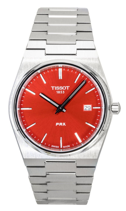 Tissot PRX Stainless Steel Red Dial Quartz T137.410.11.421.00 100M Men's Watch