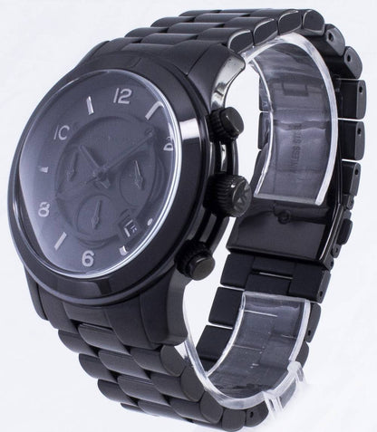 Refurbished Michael Kors Runway Chronograph Stainless Steel Black Dial Quartz MK8157 100M Men's Watch